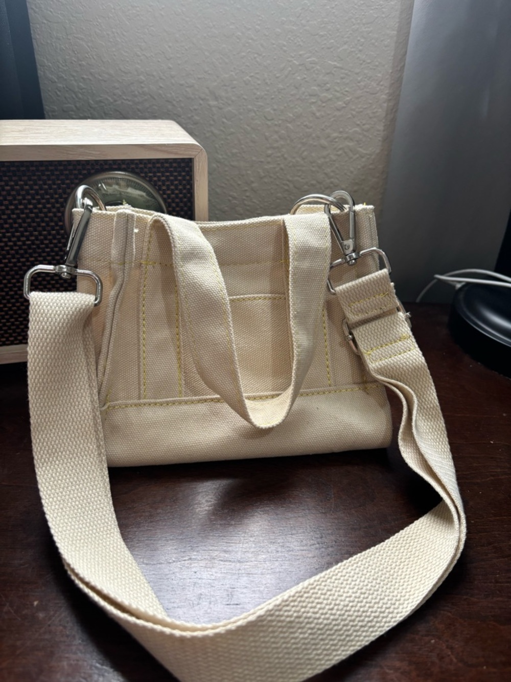 Urban Outfitters Cream Canvas Crossbody Tote